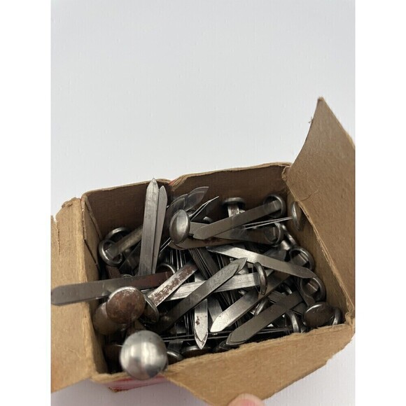 Vtg Swingline Paper Fasteners 100 Count No. 7 Size Round Head 2” Shank MCM - Picture 5 of 8